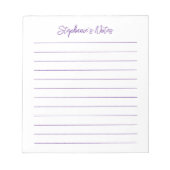 Bloc-note Modern Script Elegant Purple Lined Personalized (Devant)
