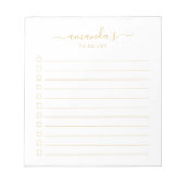 Bloc-note Modern Script Gold To Do List Notepad (Devant)