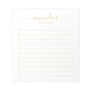 Bloc-note Modern Script Gold To Do List Notepad