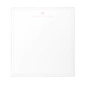 Bloc-note Modern Script Pink Heart Border Monogram (Devant)