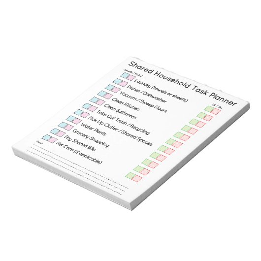 Bloc-note Modern Shared Household Tasks Planner (Tourné)
