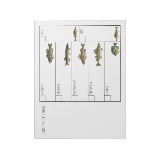 Bloc-note Modern Simple Fisherman Fish Weekly Calendar (Tourné)