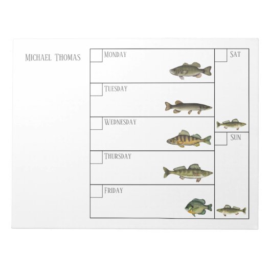 Bloc-note Modern Simple Fisherman Fish Weekly Calendar (Devant)