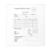 Bloc-note Modern Small Business custom order Sales Receipt (Devant)