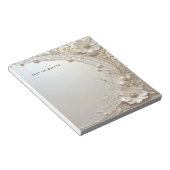 Bloc-note Modern White Flowers Pearls Notepad (Incliné)