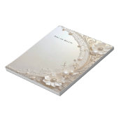 Bloc-note Modern White Flowers Pearls Notepad (Tourné)