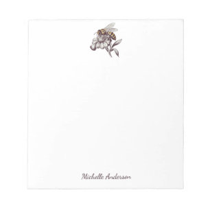 Bloc-note Moderne Abeille à Miel Personnalisée Vintage