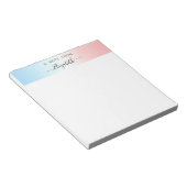 Bloc-note Moderne Bleu Rose Blanc Dégradé Noir Nom du script (Incliné)