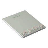 Bloc-note Moderne Bohème Chic Fleur de Sauge Verte (Incliné)