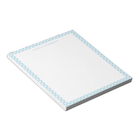Bloc-note Moderne Chic Pastel Bleu clair En vichy Plaid Chec (Incliné)
