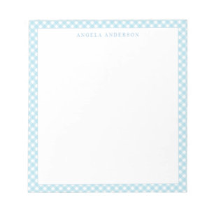 Bloc-note Moderne Chic Pastel Bleu clair En vichy Plaid Chec