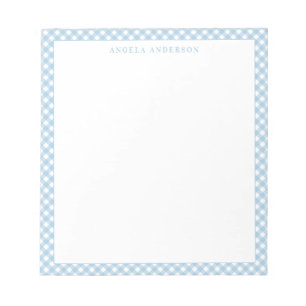 Bloc-note Moderne Chic Pastel Dusty Blue En vichy Plaid Chec