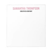 Bloc-note Moderne Chic Rose, Blanc & Noir  (Devant)