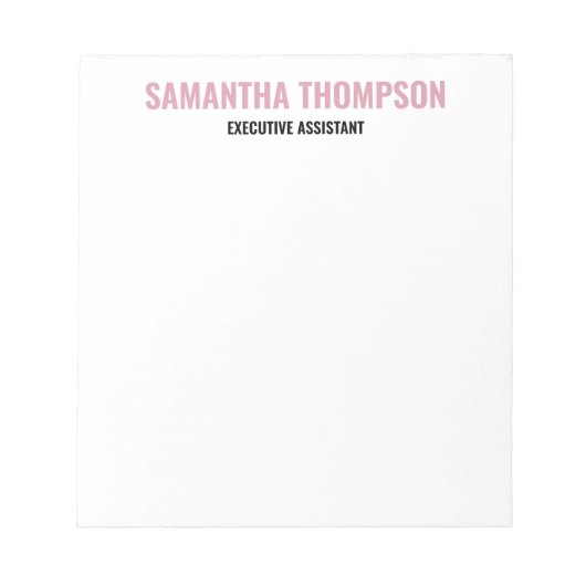 Bloc-note Moderne Chic Rose, Blanc & Noir  (Devant)