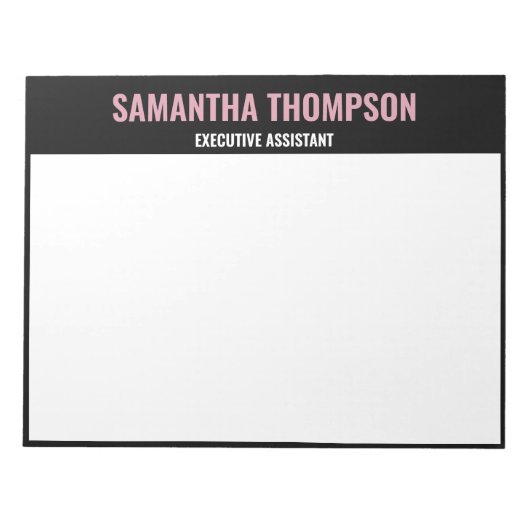 Bloc-note Moderne Chic Rose, Blanc & Noir (Devant)