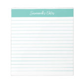 Bloc-note Moderne Classique Elegant Aqua Script Personnalisé (Devant)
