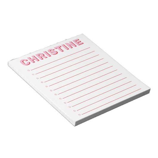 Bloc-note Moderne classique mignon Pink Typographic Enseigna (Incliné)