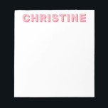 Bloc-note Moderne Cute Blush Rose Cherry Rouge Enseignant<br><div class="desc">Moderne classique mignon rose et cerise typographie rouge Retro Kids Teacher Bloc-notes</div>