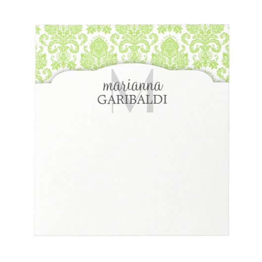 Bloc-note Moderne Damask Green Personnalisé (Devant)