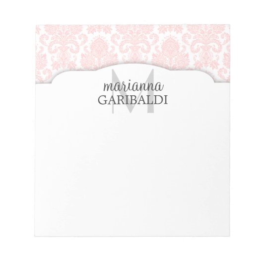 Bloc-note Moderne Damask Pink Personnalisé (Devant)