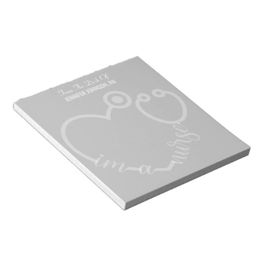 Bloc-note Moderne Du Bureau De L'Infirmière Stethoscope Nom (Incliné)