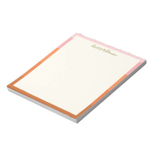 Bloc-note Moderne Élégant Bordure Rose Orange Personnalisé