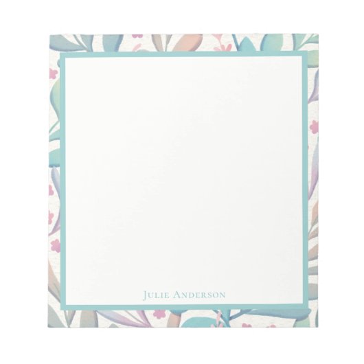 Bloc-note Moderne élégant élégant Pastel Floral (Devant)