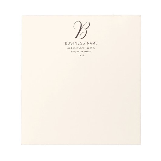 Bloc-note Moderne Élégant Nom commercial Monogramme | Brun f (Devant)