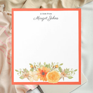Bloc-note Moderne Floral Orange & Corail Aquarelle Élégant