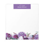 Bloc-note Moderne Floral Purple Botanique Personnalisé (Devant)