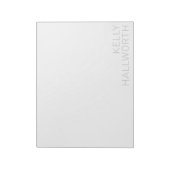 Bloc-note Moderne Gris Clair Nom Sur Blanc (Tourné)