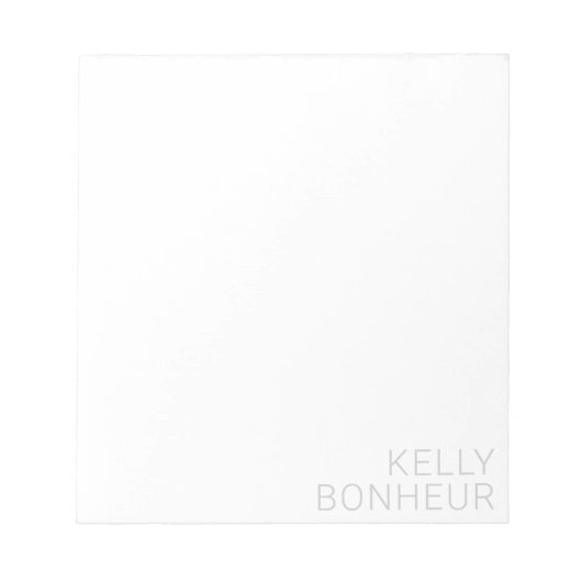 Bloc-note Moderne Gris Clair Nom Sur Blanc (Devant)