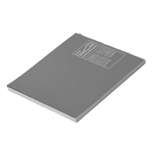 Bloc-note Moderne, gris sur gris foncé, logo avec initiales  (Tourné)