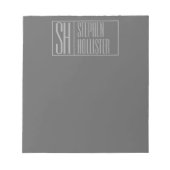 Bloc-note Moderne, gris sur gris foncé, logo avec initiales  (Devant)