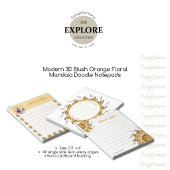 Bloc-note Moderne Mandala Doodle Floral Orange Blush 3D