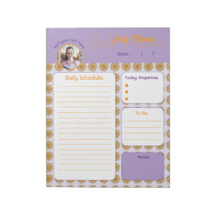Bloc-note Moderne Mandala Floral Orange Rose 3D Quotidien À