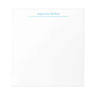 Bloc-note Moderne minimaliste Plaque Bleu Simple Blanc