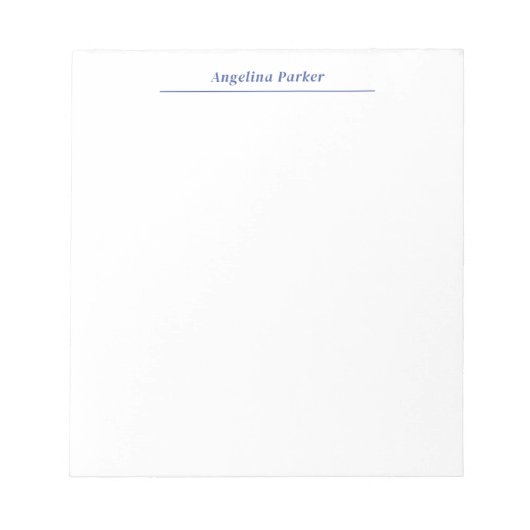 Bloc-note Moderne minimaliste Plaque Bleu Simple Blanc (Devant)