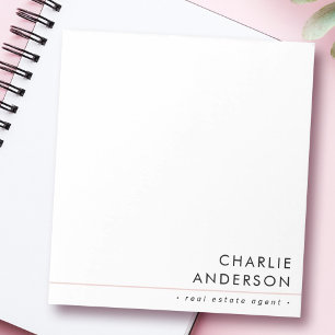 Bloc-note Moderne minimaliste rose blush ligne blanche profe