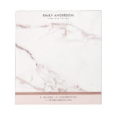 BLOC-NOTE MODERNE MODERNE BLUSH ROSE ROSE OR MARBRE TEXTURE (Devant)