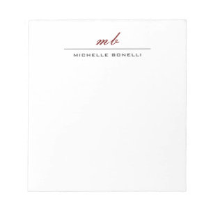 Bloc-note Moderne Monogramme Professionnel Plain Simple Mini
