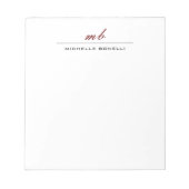 Bloc-note Moderne Monogramme Professionnel Simple Minimalist (Devant)
