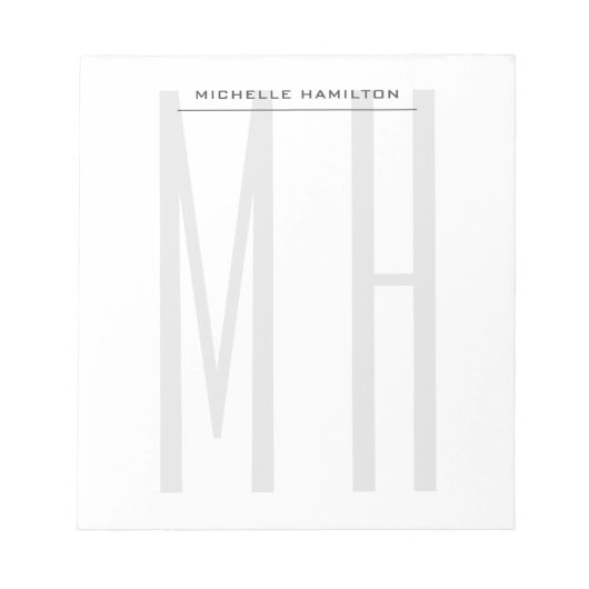 Bloc-note Moderne Monogramme Professionnel Simple Minimalist (Devant)