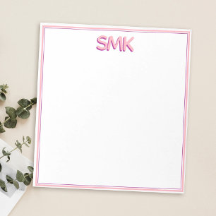 Bloc-note Moderne Monogramme tendance Initiales de l'ombre é