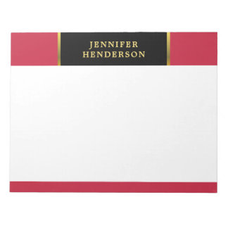 Bloc-note Moderne or noir et rouge cardinal professionnel