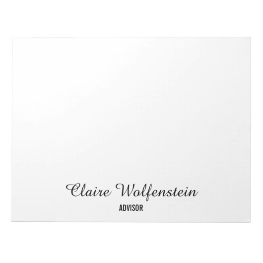 Bloc-note Moderne Personnalisé Élégant Script Professionnel (Devant)