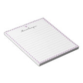 Bloc-note Moderne Purple Stripe Feminine Script Nom du coeur (Incliné)