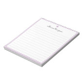 Bloc-note Moderne Purple Stripe Feminine Script Nom du coeur (Tourné)