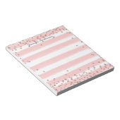 Bloc-note Moderne rayure rose pastel dorée personnalisée (Incliné)