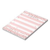 Bloc-note Moderne rayure rose pastel dorée personnalisée (Tourné)
